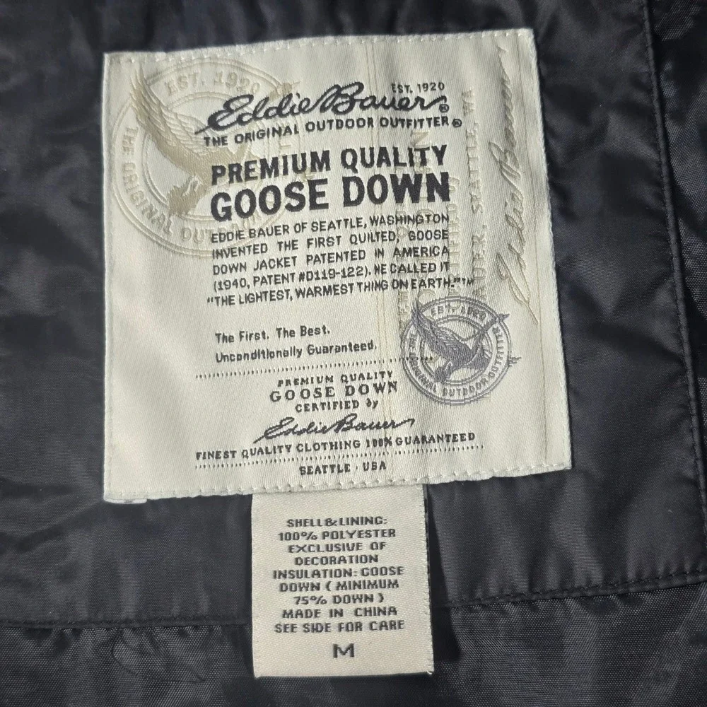 Eddie Bauer Womens Black Goose Down Puffer Vest Diamond Quilted Size M 11337‎